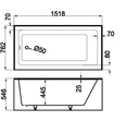 WHITE RECTANGULAR ALCOVE BATHTUB WITHOUT ARMREST