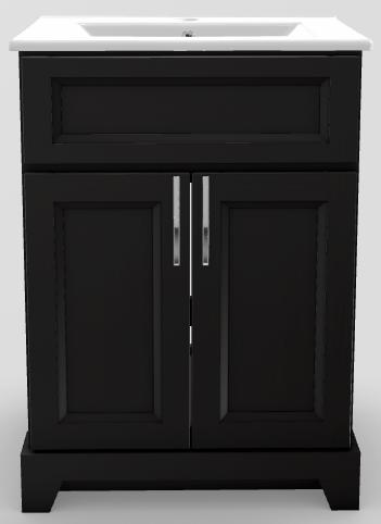 24" Shallow Vanity Bellrose with Slim Handles and Porcelain Sink Top