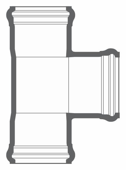 12"x10" PVC TEE CIOD DR18 BxBxB BLUE BRUTE