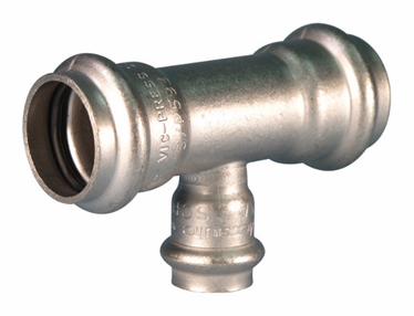 1-1/2" x 3/4" Vic-Press Reducing Tee 304 Stainless Style P593