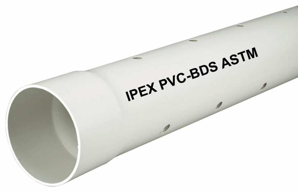 6"x10' PVC ASTM 2729 SEWER PERF PIPE B/E WHITE