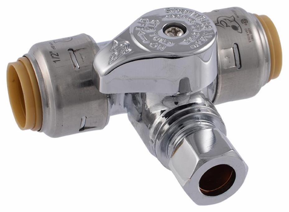 1/2" x 1/2" x 3/8" Comp Tee Stop