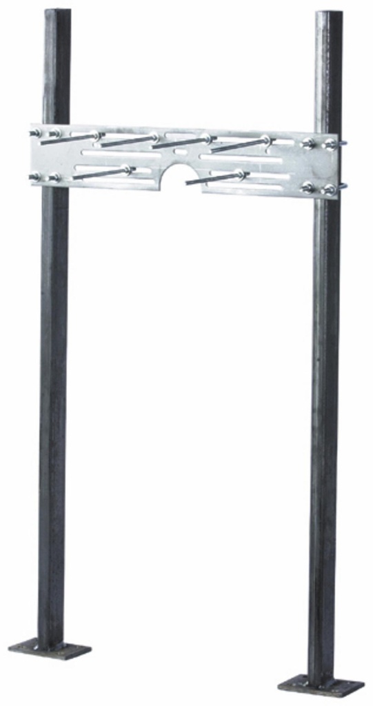 Urinal Carrier, Plate-Type, Floor Mted, Bottom Bearing Plate, Stl Offset Uprights/Welded Feet, Univ. Stl Hanger Support Plate, Integral Mting Brackets