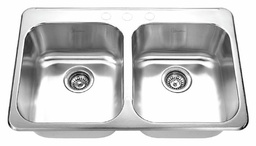 [4421018] 3-Hole 2 Bowl Drop-In Sink 7" Deep
