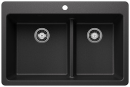 [1217239] Liven 33 1.75 Bowl Dual Mount Low Divide Silgranit Kitchen Sink