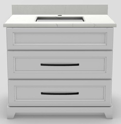 [2570277] 36" Standard Vanity Bellrose with Long Curved Handles and 1-Hole Carrera Top