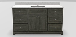 [2570408] 60" Single Sink Standard Vanity Modern Shaker with Modern Knobs and 1-Hole Quartz Top