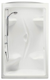 [6459516] Stamina 48-L 58" x 36" Center Drain Alcove 1-Piece Shower with RH Seat