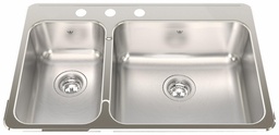 [4403130] Steel Queen 31-1/4" 3-Hole 1.5 Bowl Drop-In Kitchen Sink