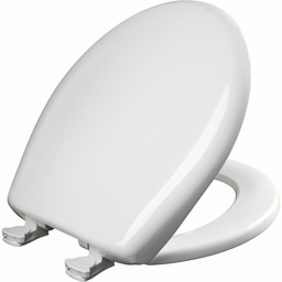 [2000502] Round Easy-Clean Plastic Toilet Seat with Cover and STA-TITE Hinges
