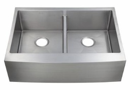[4425530] 2-Bowl Apron Front Kitchen Sink with Low Divide