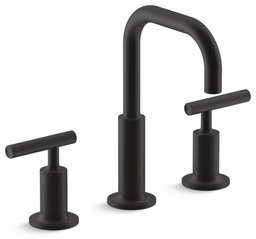 [2932745] Purist Widespread Bathroom Faucet with Low Lever Handles and Low Gooseneck Spout