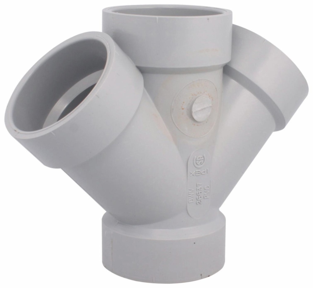 3"x45D PVC DWV DOUBLE WYE HxHxHxH SYSTEM 15