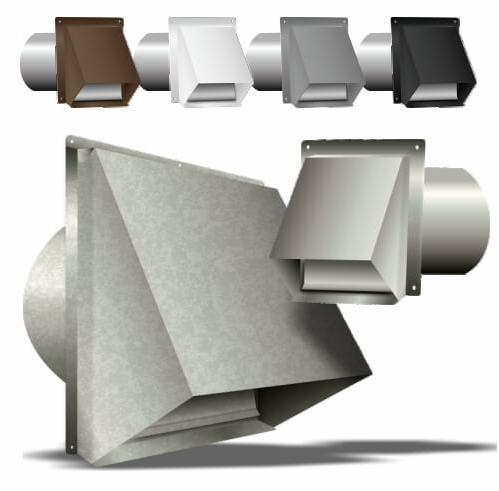 4" Wall Cap with Damper with Tube White 30ga