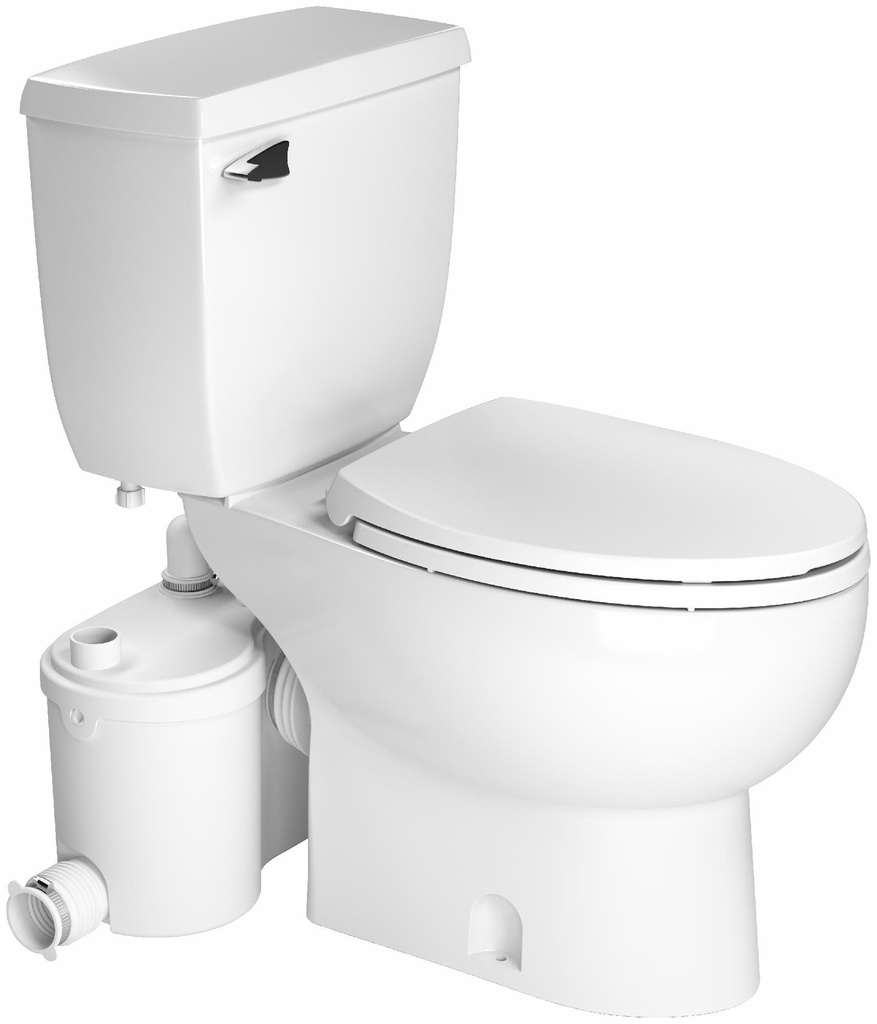 Sanibest Pro Elongated Toilet Combo with Grinder Pump for Full Bathroom and Laundry Application