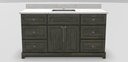 60" Single Sink Standard Vanity Modern Shaker with Modern Knobs and 1-Hole Quartz Top
