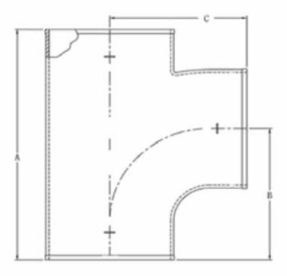 3 SANITARY TEE W/ 2 - 90 RH