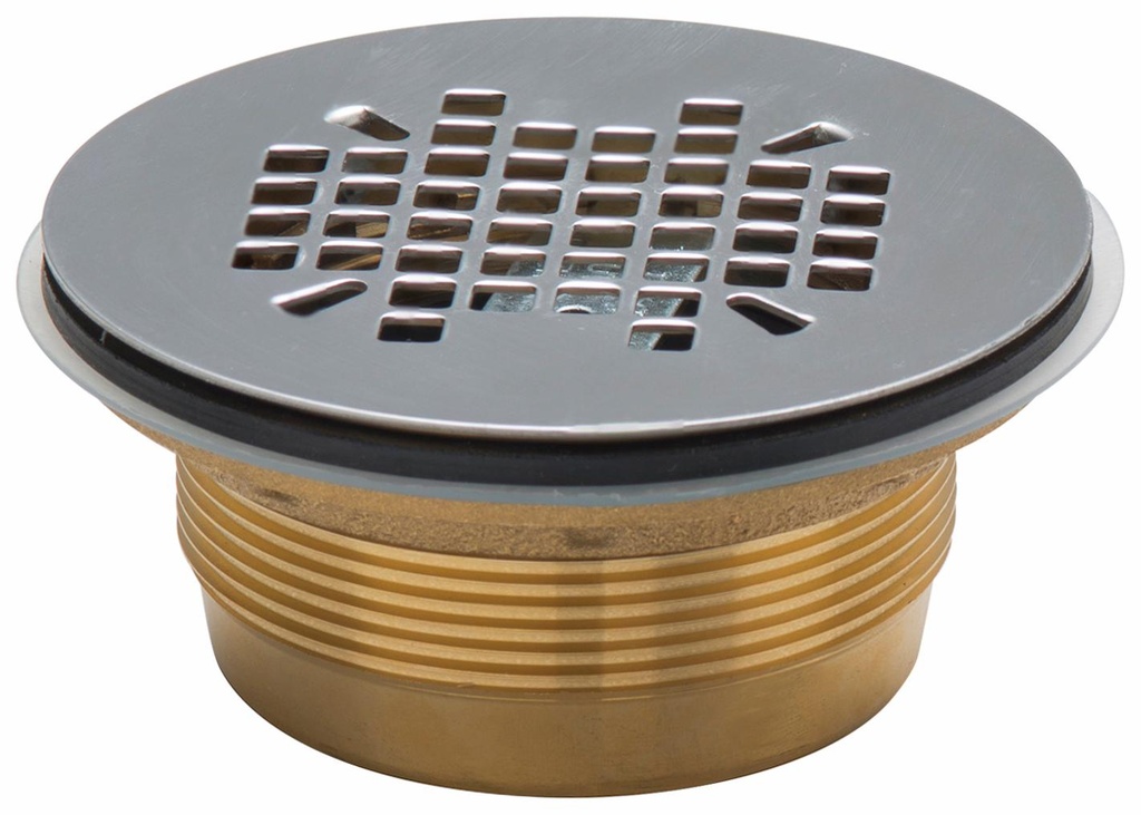 Round No Caulk Brass Shower Drain