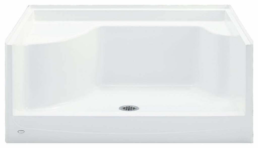 48" x 37-1/2" Center Drain Shower Base with RH Seat & 21" Knee Wall