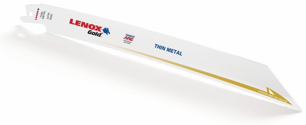 8"x3/4" 24TPI Gold Power Arc Thin Metal Cutting Recip (Each)