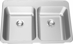 [4407300] 31-1/4" 3-Hole 2 Bowl Drop-In Kitchen Sink