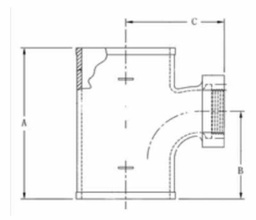 [7721053] 4 X 1-1/2 MJ TAPPED TEE