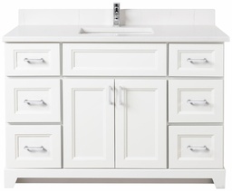 [7000115] 48" Standard Vanity Bellrose with Square Handles and 1-Hole Quartz Top