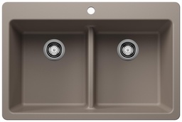 [1217250] Liven 33 2 Bowl Dual Mount Low Divide Silgranit Kitchen Sink