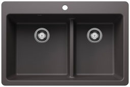 [1217240] Liven 33 1.75 Bowl Dual Mount Low Divide Silgranit Kitchen Sink