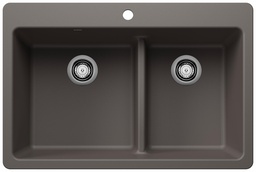 [1217244] Liven 33 1.75 Bowl Dual Mount Low Divide Silgranit Kitchen Sink