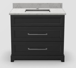 [2570285] 36" Dresser Standard Vanity Bellrose with Long Bevelled Handles and 1-Hole Quartz Top
