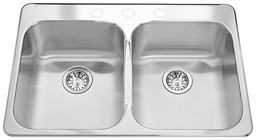[4404012] Steel Queen 31-1/4" 3-Hole 2 Bowl Drop-In Kitchen Sink
