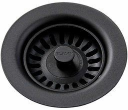 [1140800] Elkay Polymer Drain Fitting with Removable Basket Strainer and Rubber Stopper Black