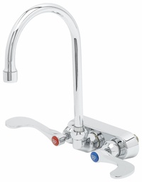 [3209940] 4" Backsplash Workboard Faucet, Ceramas, 4" Handles, Swivel Gooseneck, 1.5 GPM Aerator
