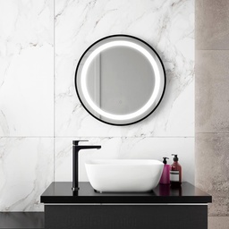 [3749439] Effect Illuminated 24" Round Bathroom Mirror with Black Frame